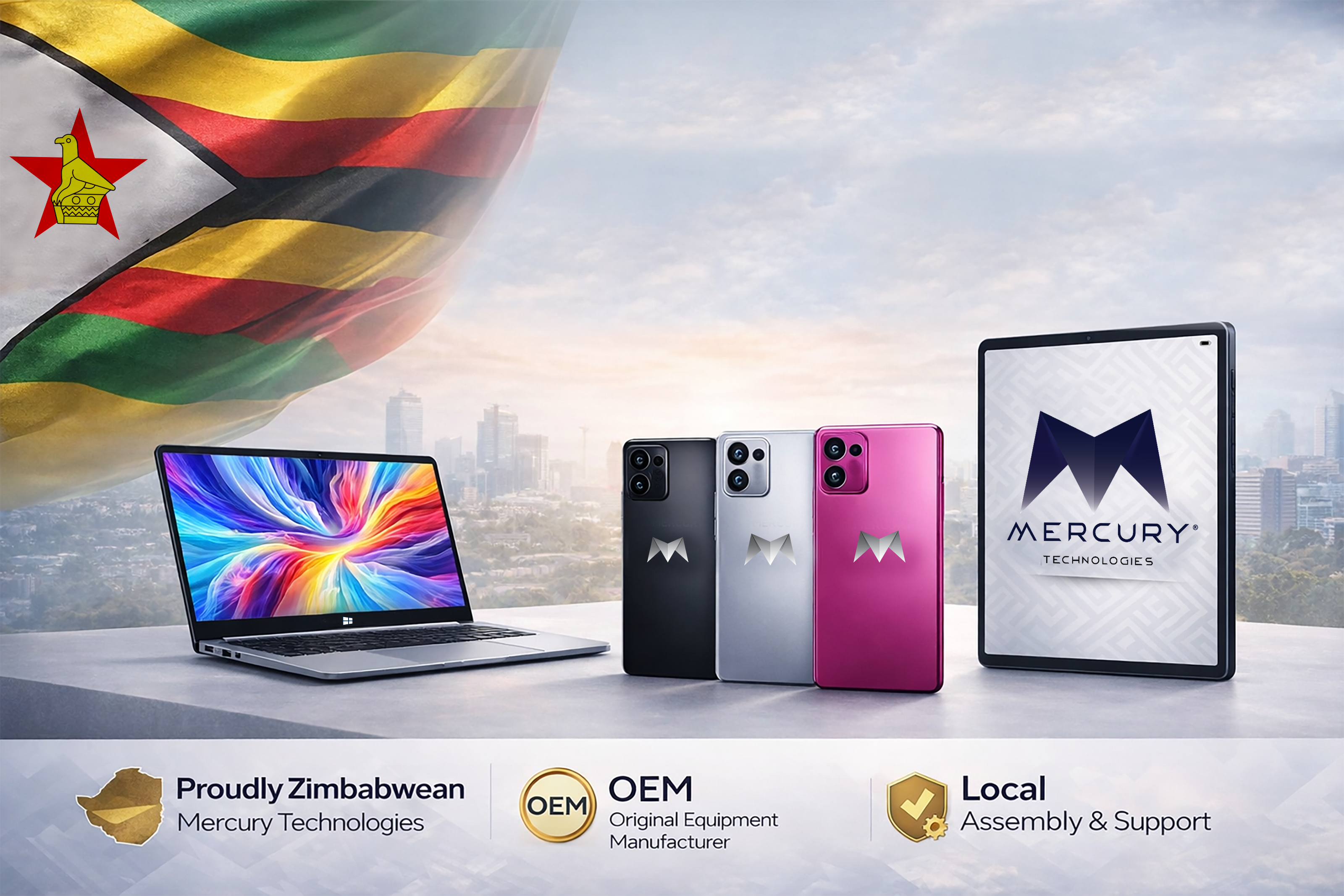 Mercury device lineup with the Zimbabwean flag