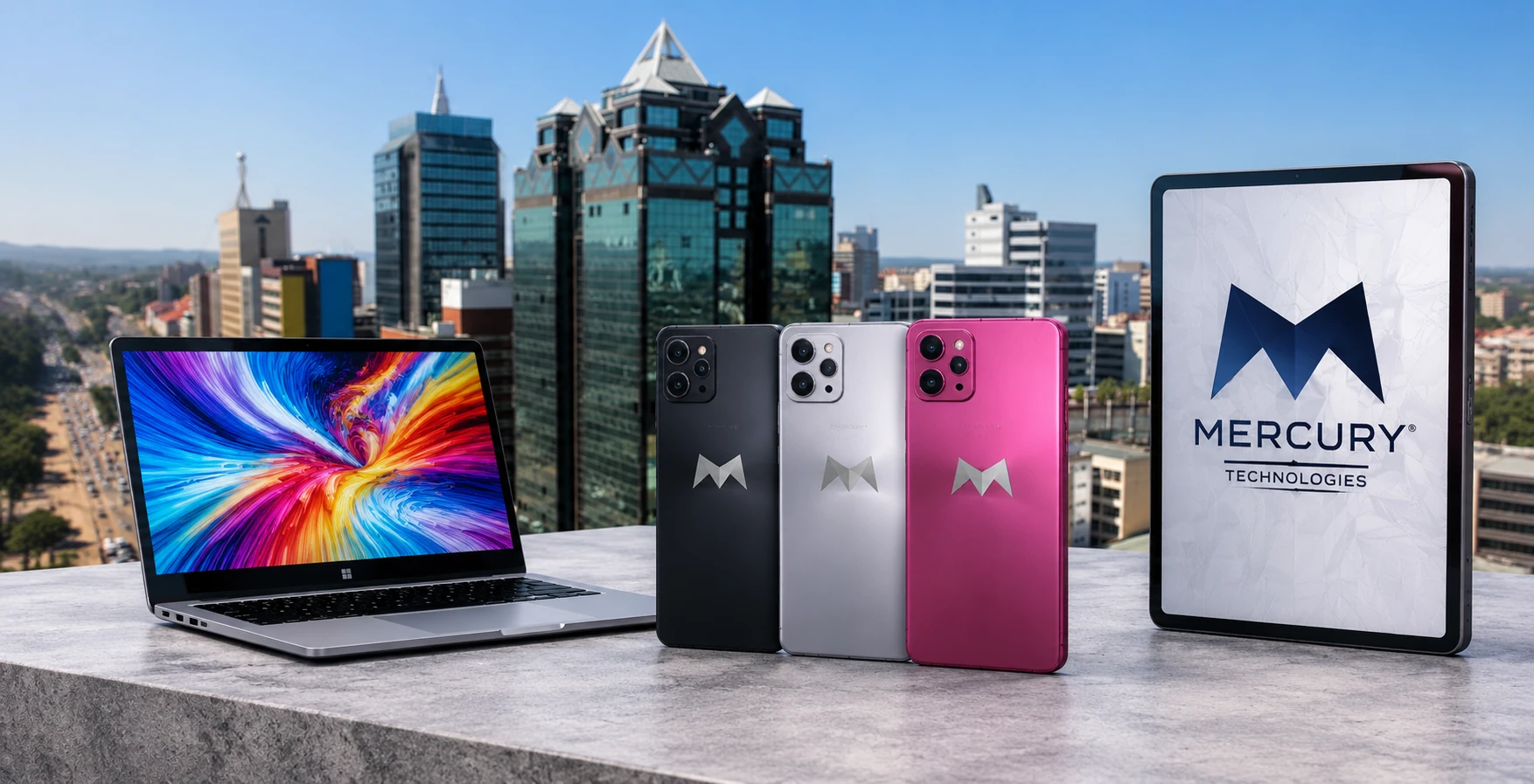 Mercury device lineup with the Zimbabwean flag